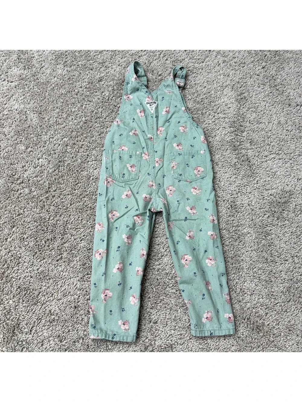 OshKosh B'gosh Floral Print Green Overalls for Toddler Size 3T